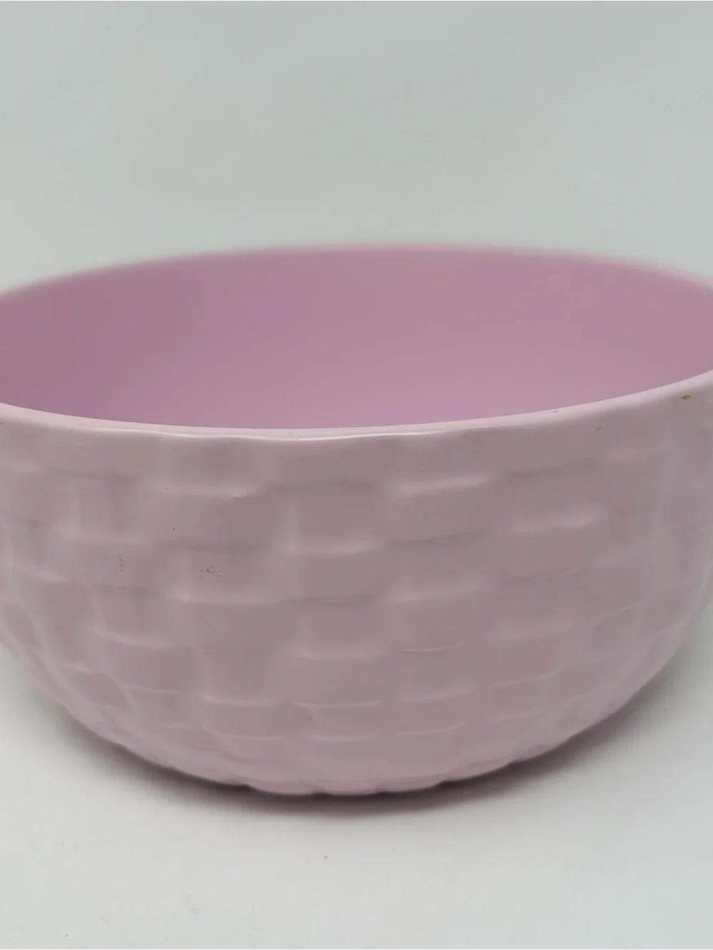 Germany Kiruna Ceramic Mixing Bowl Salad Serving Bowl Pink Basket Weave 8”x3.5”